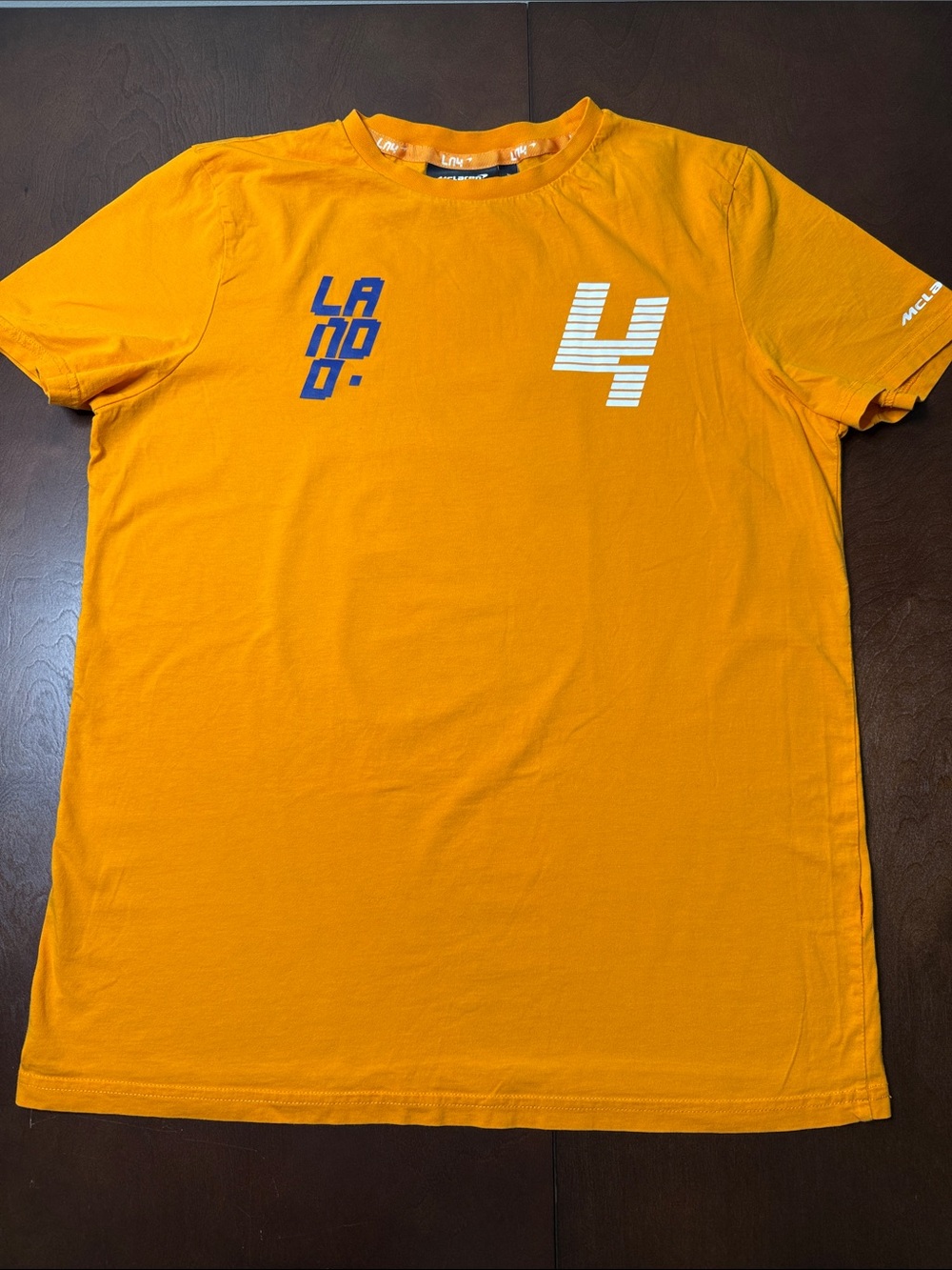 100% Cotton Official Papaya McLaren Lando Norris #4 Tshirt - L